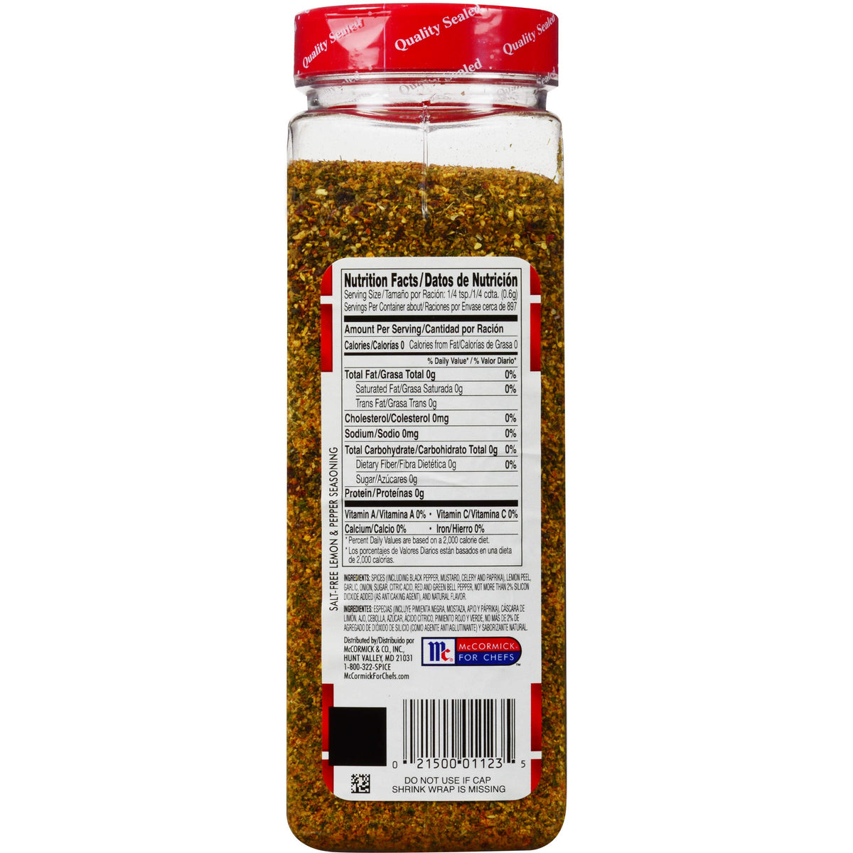 Lawry's Salt-Free Lemon & Pepper Seasoning split lid for quick, precise seasoning