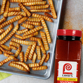Seasoned salt shaker with Lawry's name for quick flavor boosts.