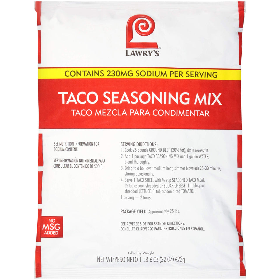 Lawry's Taco Seasoning Pack 22oz ready-to-use flavor boost for tacos