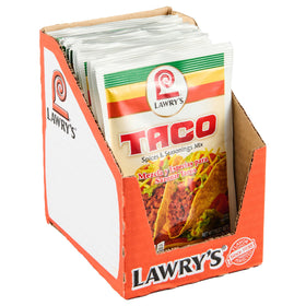 Lawry's Taco Spices and Seasonings Mix jar-front view for quick taco night flavor.