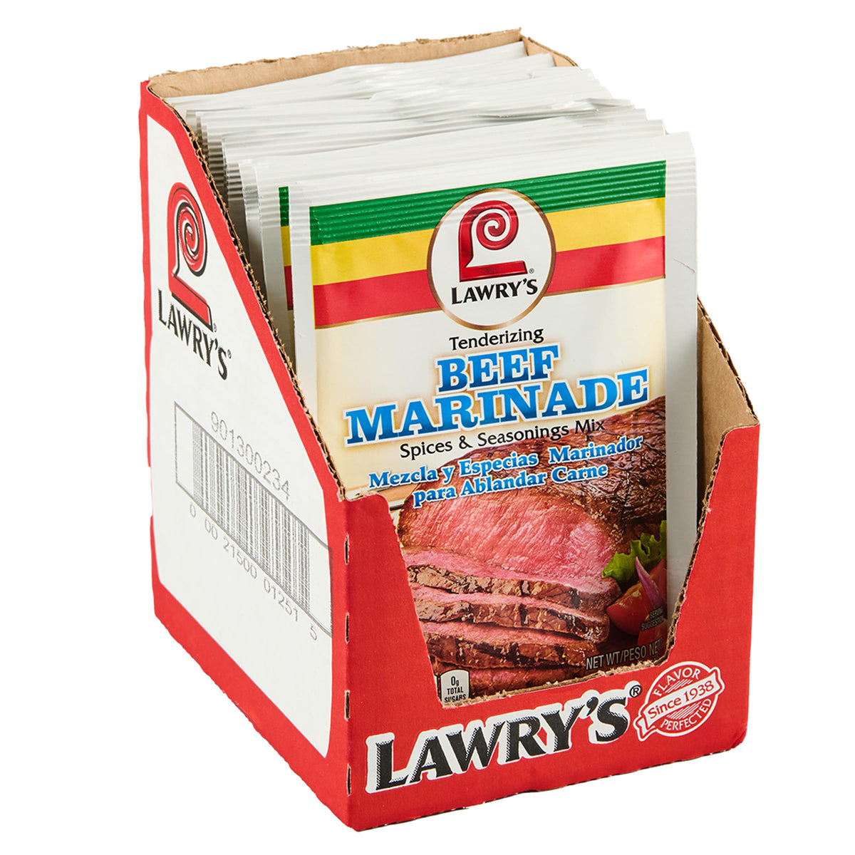 Lawry's Tenderizing Beef Marinade pack 12 close-up reveals no MSG for cleaner flavor