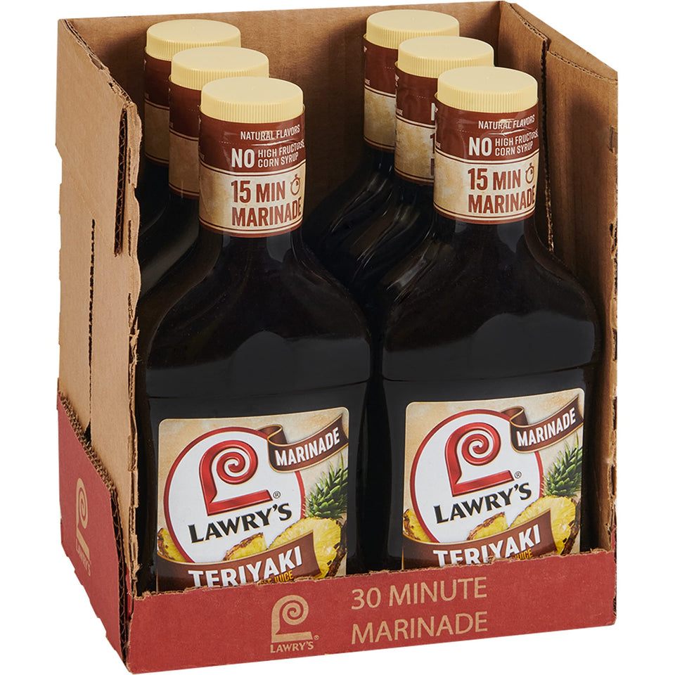 Lawry's Teriyaki with Pineapple Juice bottle ready to marinate chicken for weeknight flavor.