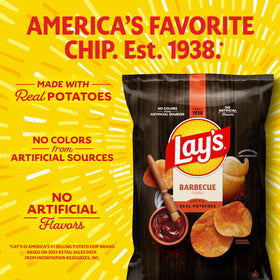 Lay's barbecue chips on serving tray ideal for gatherings and sharing.