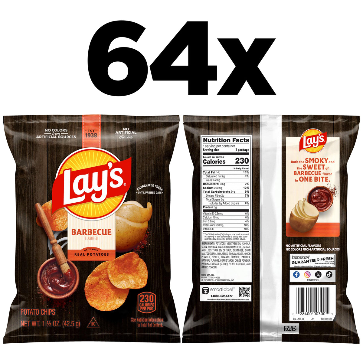 Lay's Barbecue chips close-up highlights crispy texture and smoky flavor.