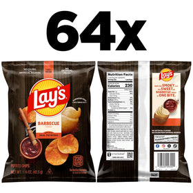 Lay's Barbecue chips close-up highlights crispy texture and smoky flavor.