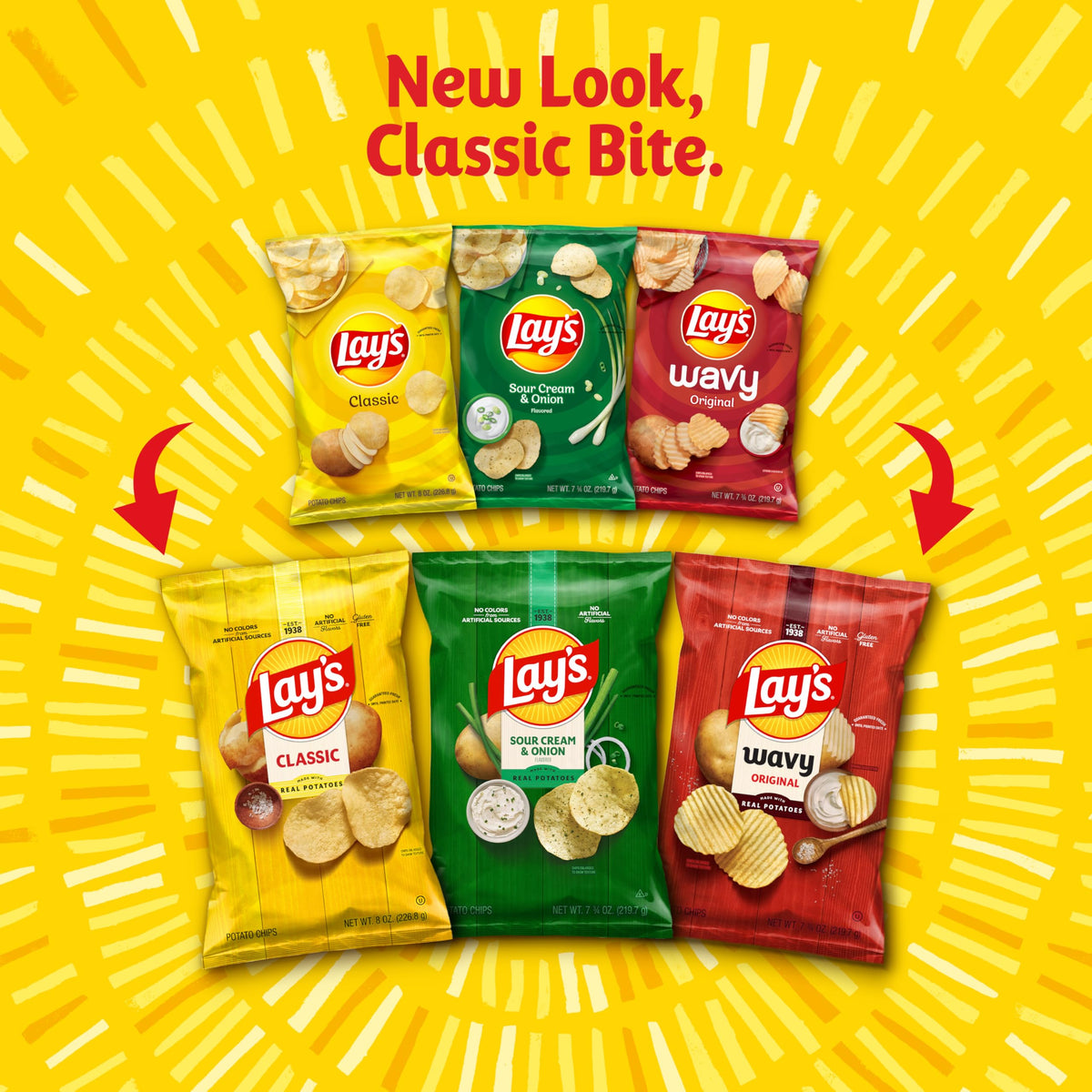 Lay's Classic 1oz bag front view with timeless crunch.