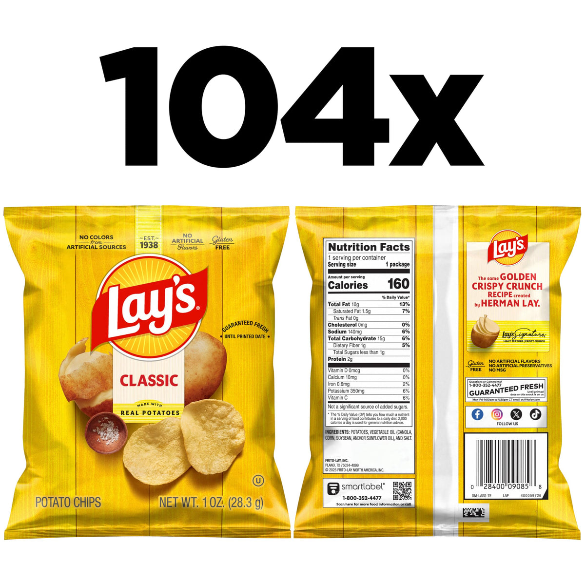 Lay's Classic potato chips close-up shows crisp texture.