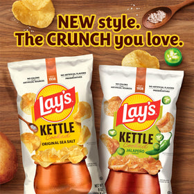 Lay's 40% less fat kettle chips claim on packaging