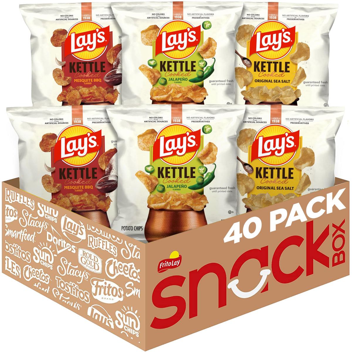 Lay's Kettle Cooked Variety Pack front view for sharing at gatherings.