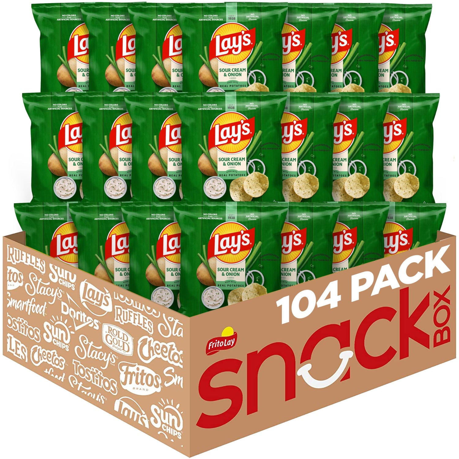 Lay's Sour Cream & Onion chips in a 1oz bag, ideal for on-the-go snacking.