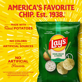 Lay's Sour Cream & Onion bag open, inviting quick gatherings and sharing.