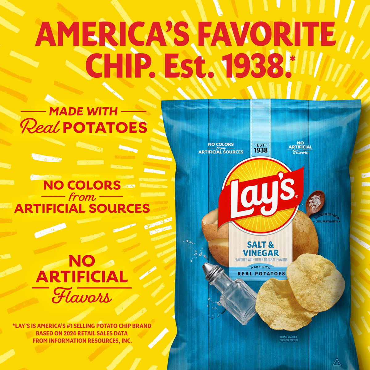 Lay's Salt & Vinegar chips 40-pack; convenient portions for lunchboxes