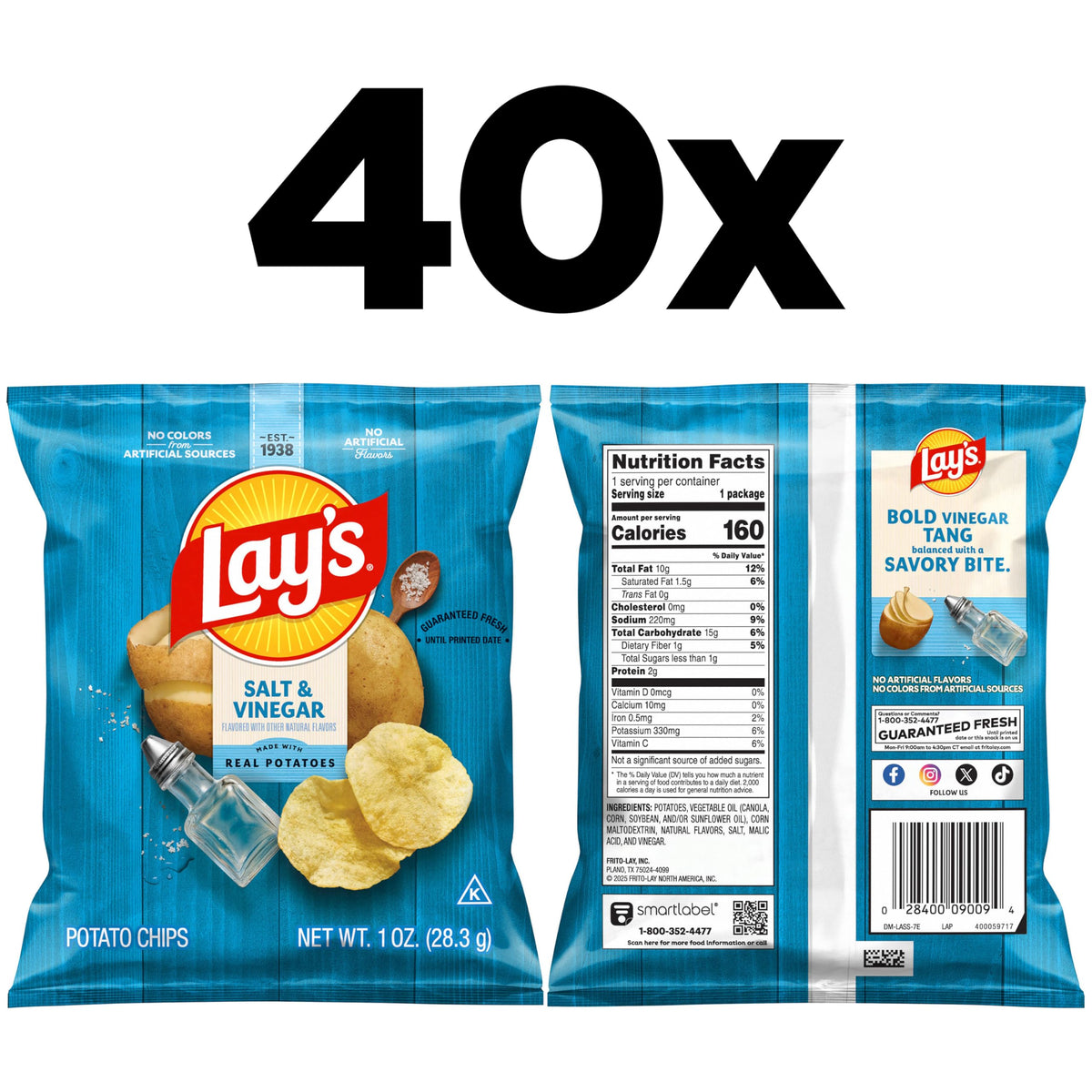 Lay's Salt & Vinegar chips close-up; shareable flavorful crunch