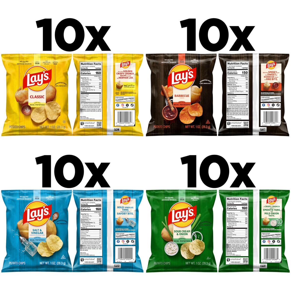 Lay's Sour Cream and Onion 1oz bag front view for crisp flavor.