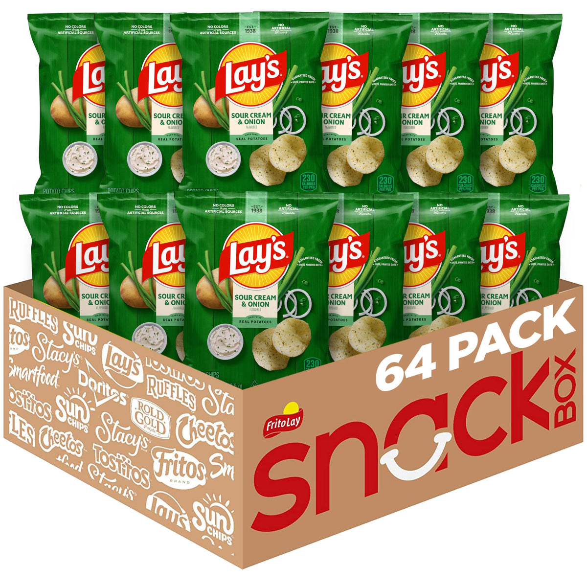 Lay's Sour Cream & Onion 64-pack bag ready for family lunches and gatherings.