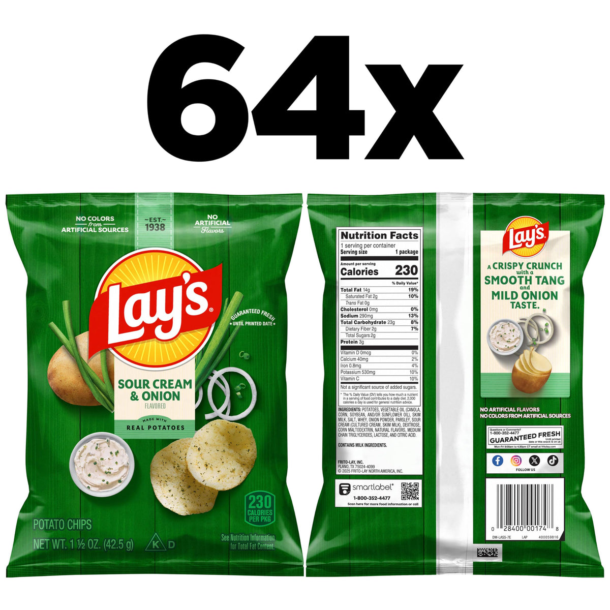 Lay's Sour Cream & Onion chip closeup showing crisp texture for snack cravings.