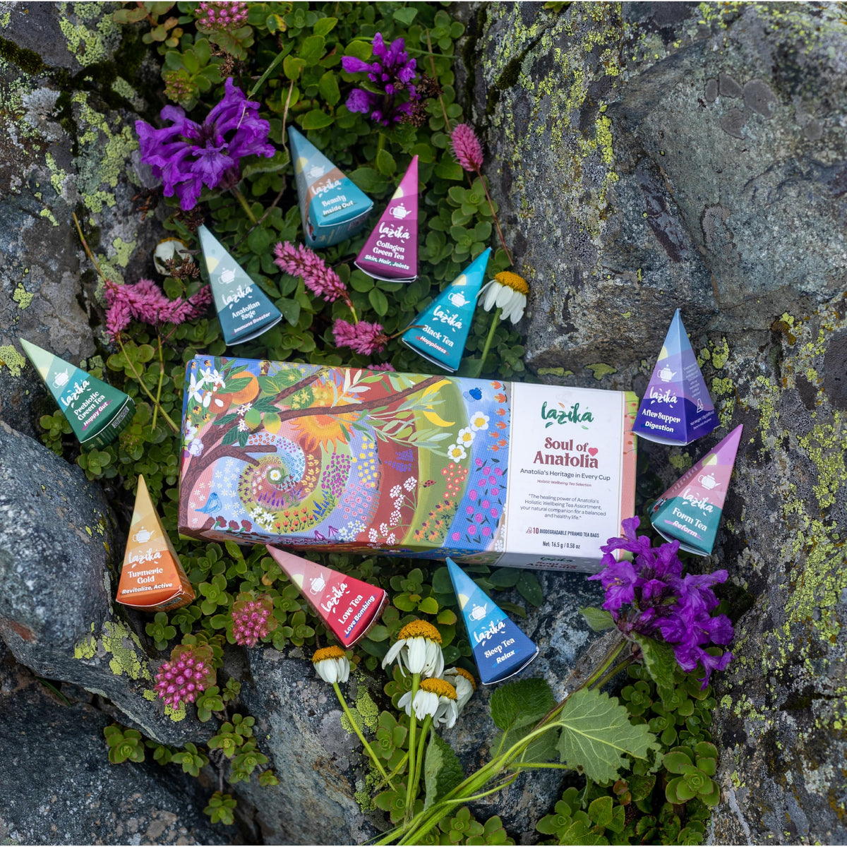 Lazika chamomile blend with calming aroma in a soothing herbal cup.
