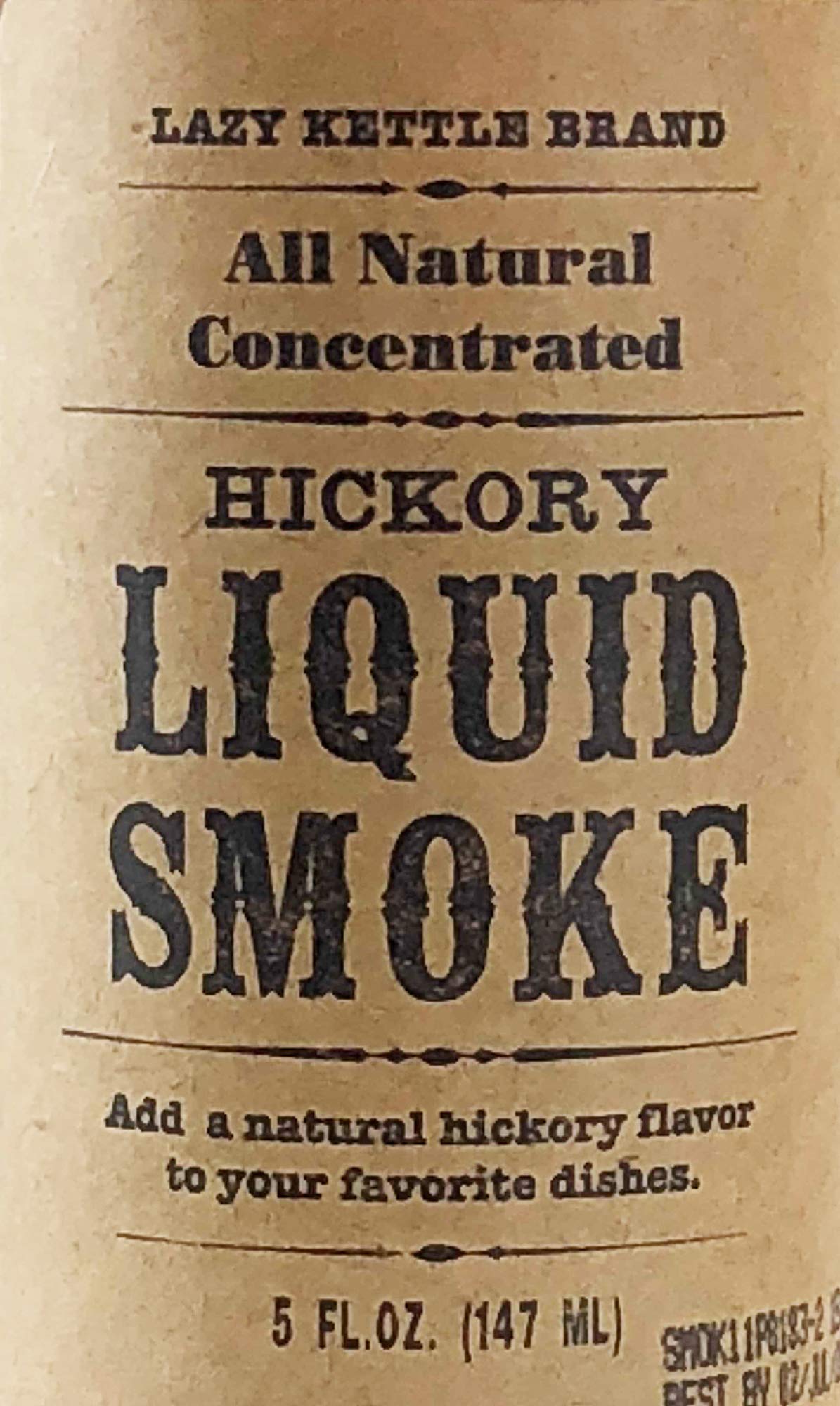 Lazy Kettle Hickory liquid smoke bottle flavors cheese with depth