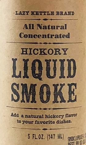 Lazy Kettle Hickory liquid smoke bottle flavors cheese with depth