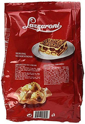 Lazzaroni Amaretti Snaps ingredients closeup, premium almond flavor.