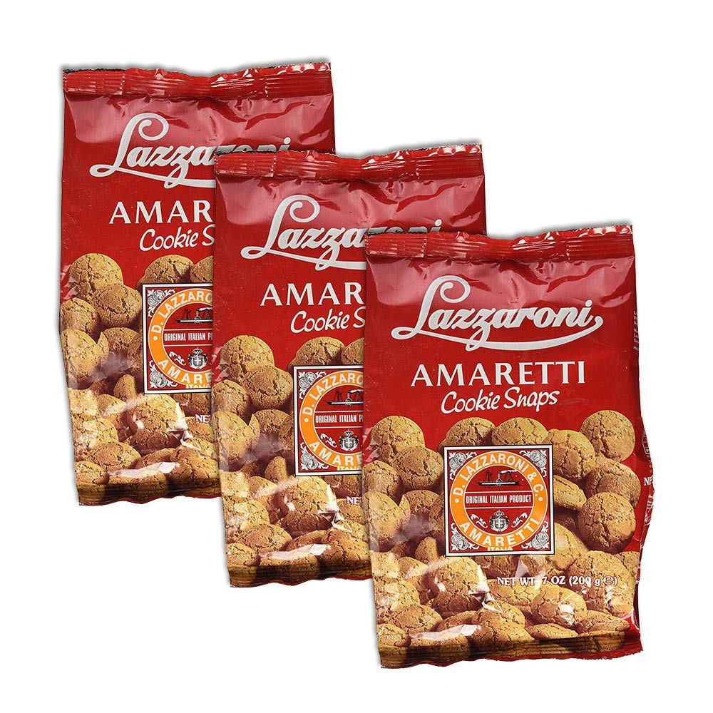 Lazzaroni Amaretti Snaps packaging closeup, ideal for gifting and display.