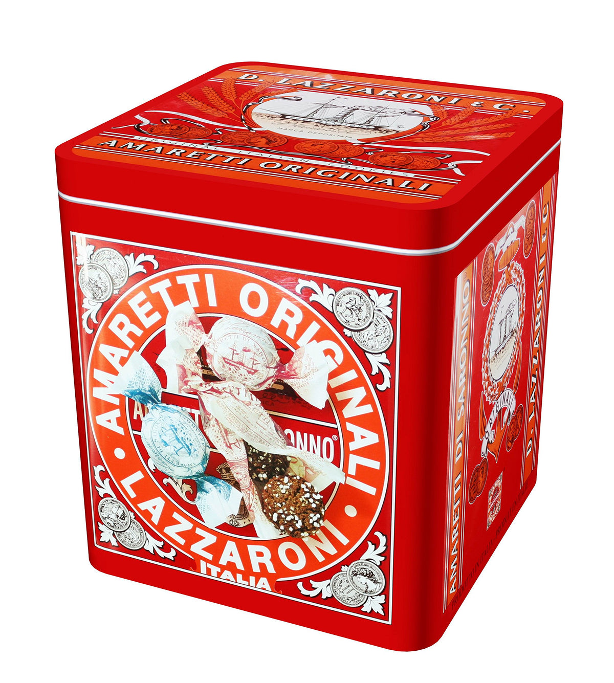 Lazzaroni Amaretti 16oz tin, ideal for elegant desserts and gifting with almond flavor.
