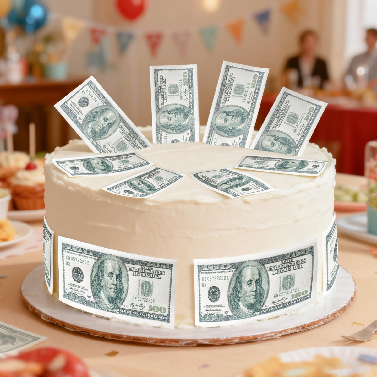 LcingTify 100-dollar themed decorations for cakes and treats.