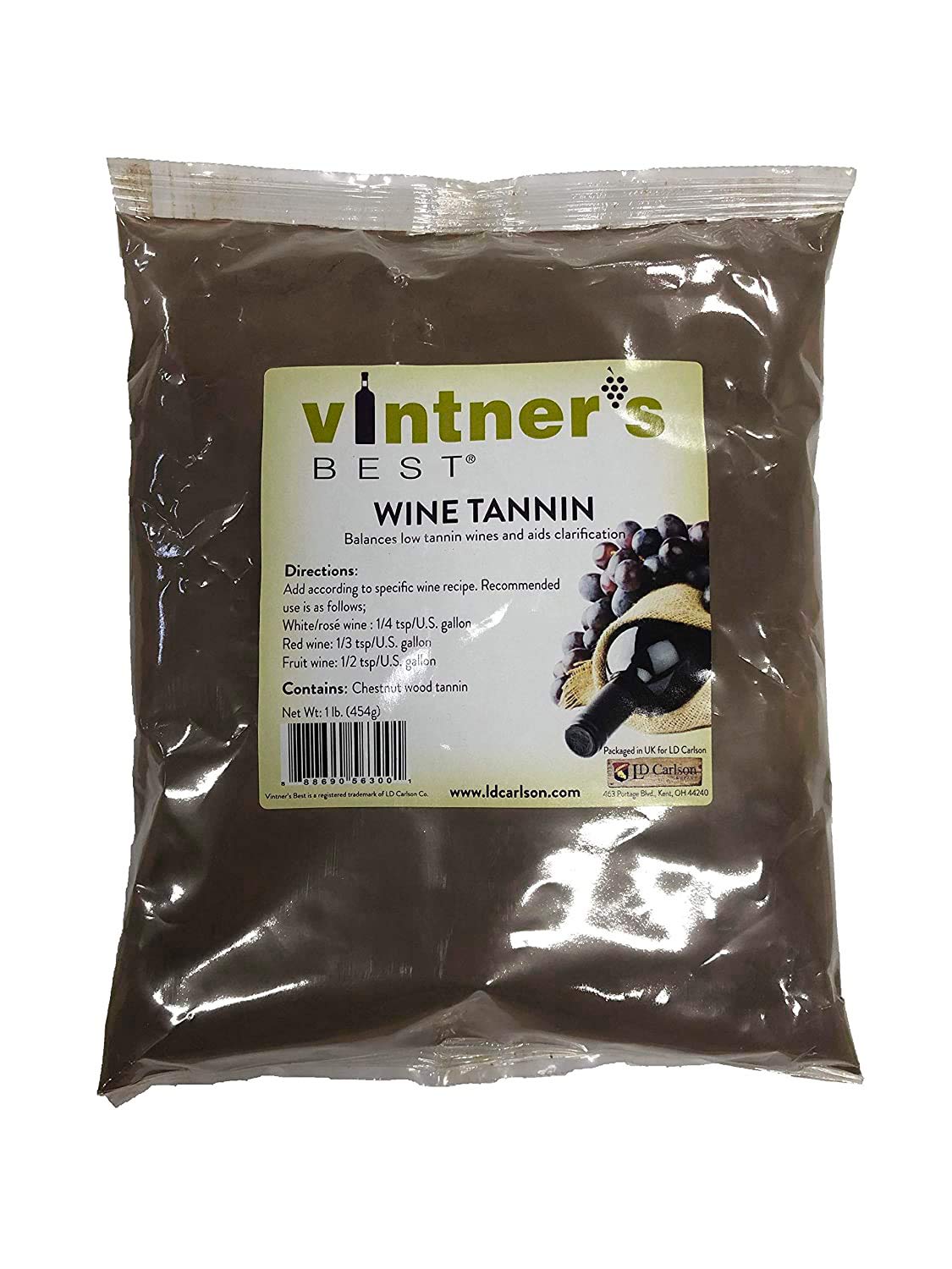 LD Carlson wine tannin powder in a 1 lb bag for adding astringency.