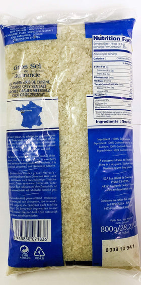 Le Guerandais coarse sea salt 2-pack enhances seafood and roasting with texture.