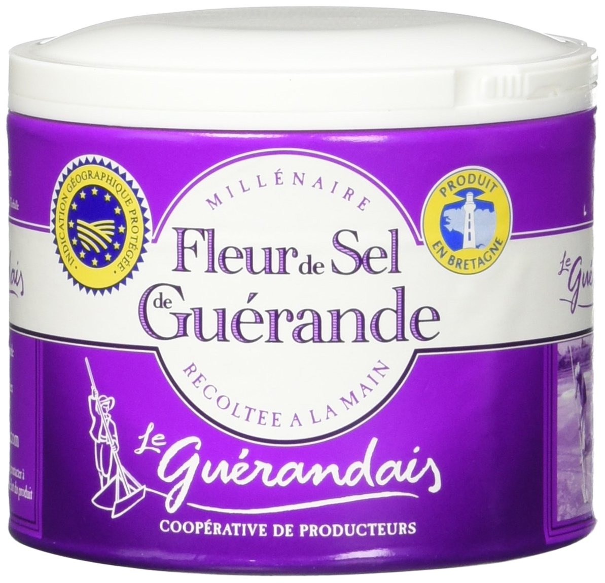 LE GUERANDAIS Guerande Fleur De Sel sea salt bottle highlighting mineral-rich finish for gourmet cooking