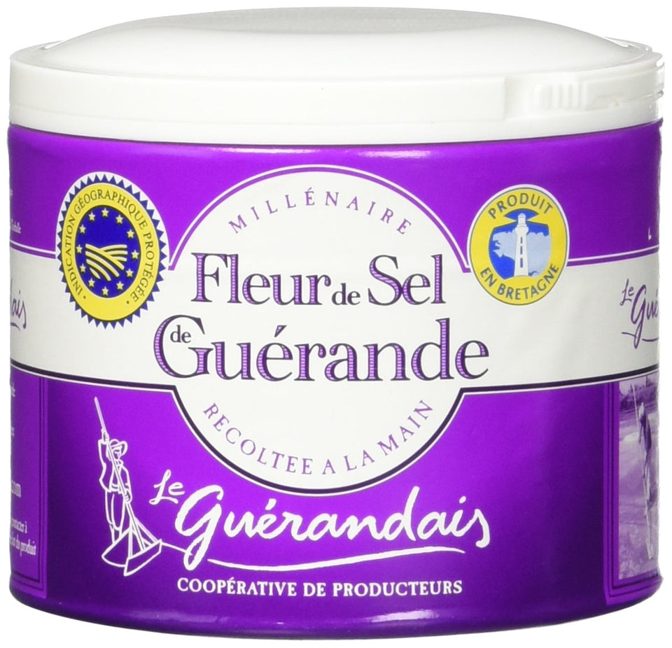 LE GUERANDAIS Guerande Fleur De Sel sea salt bottle highlighting mineral-rich finish for gourmet cooking