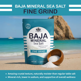 Le Marinier Baja sea salt crystals enhancing flavor in cooking.