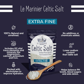 Le Marinier Celtic Salt crystal close-up highlights natural texture and purity.