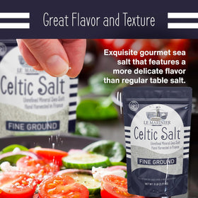 Le Marinier Celtic Salt crystal detail showcases natural texture for rustic cooking.