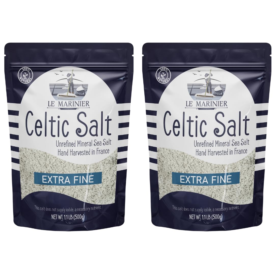 Le Marinier Celtic Salt extra-fine pack of 2 bags, ideal for everyday seasoning.