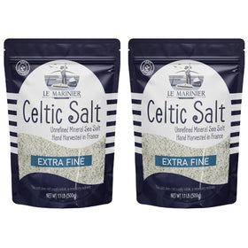Le Marinier Celtic Salt extra-fine pack of 2 bags, ideal for everyday seasoning.