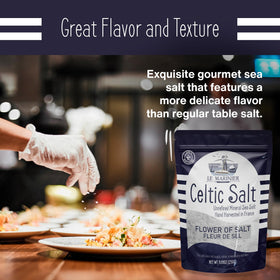 Le Marinier Fleur de Sel moist crystals on food for a subtle finish