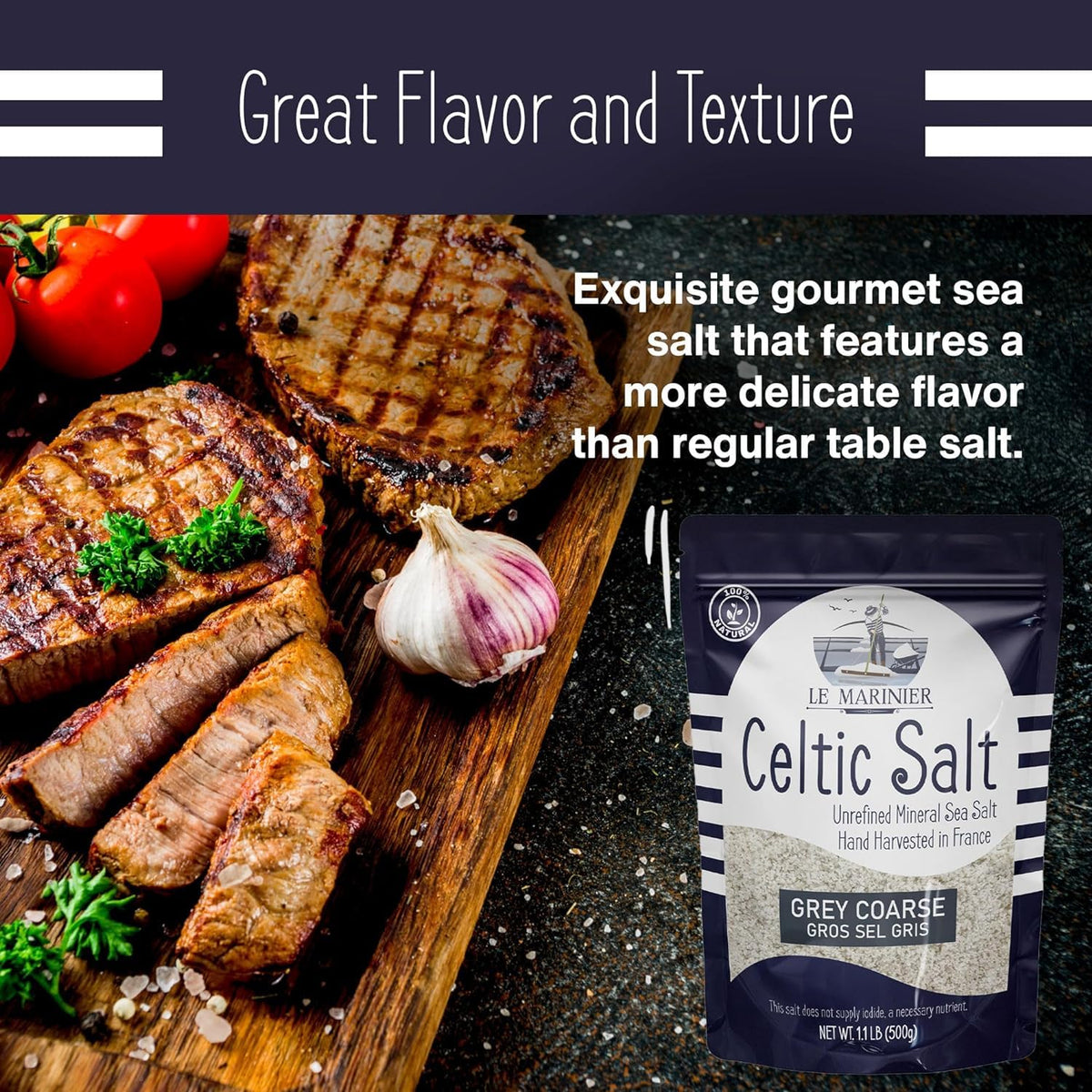 Le Marinier Grey Coarse salt finished dish accenting flavor