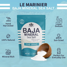 Le Marinier hand harvest salt basin emphasizes artisanal craftsmanship.