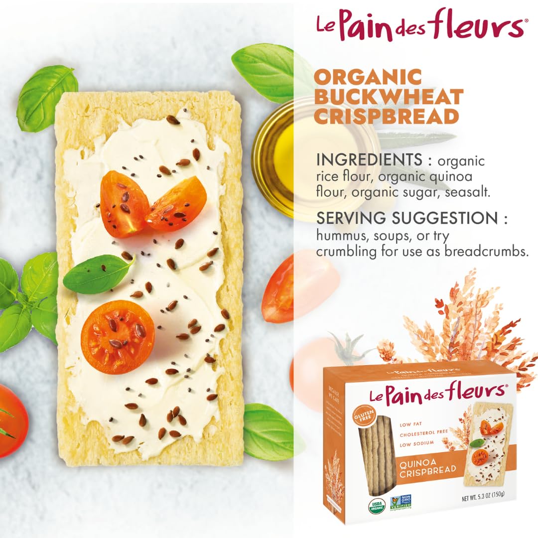 Le Pain des Fleurs quinoa crispbread pack back shows ingredient details