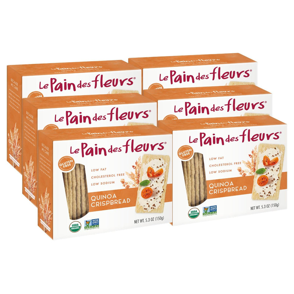 Le Pain des Fleurs quinoa crispbread pack front, gluten free and vegan