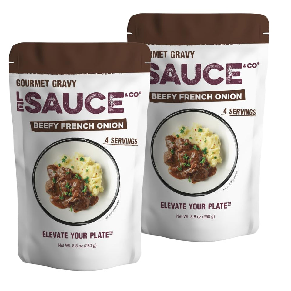 Le Sauce & Co beefy French onion gravy jar for easy weeknight meals