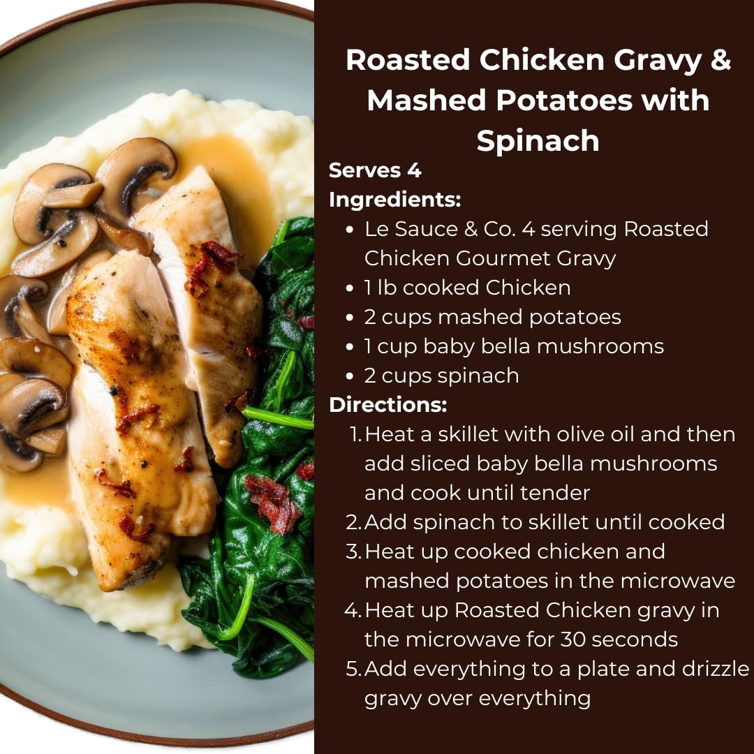 Le Sauce & Co Mirepoix stock-based gravy enhances vegetables and poultry with savory notes.