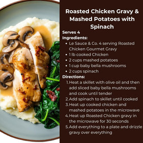 Le Sauce & Co Mirepoix stock-based gravy enhances vegetables and poultry with savory notes.