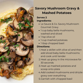 Le Sauce & Co Savory Mushroom Gravy with mirepoix and mushrooms