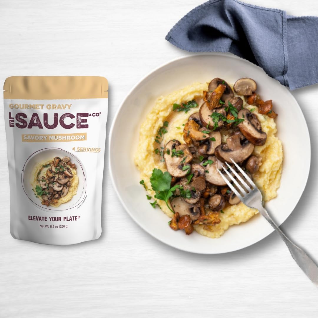 Le Sauce & Co Savory Mushroom Gravy velvety texture enhancing a dish