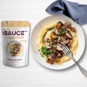 Le Sauce & Co Savory Mushroom Gravy velvety texture enhancing a dish