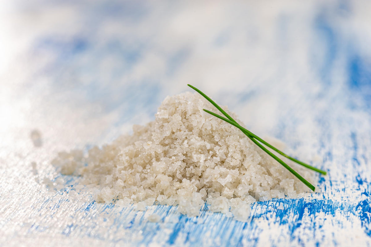 Salt crystals signed by a master salt raker for authentic provenance.