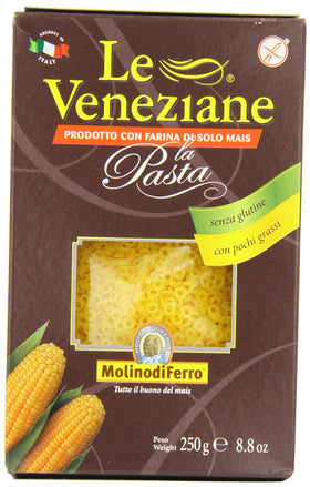 Le Veneziane Anellini Pastina 4-pack box front, gluten-free Italian pasta option