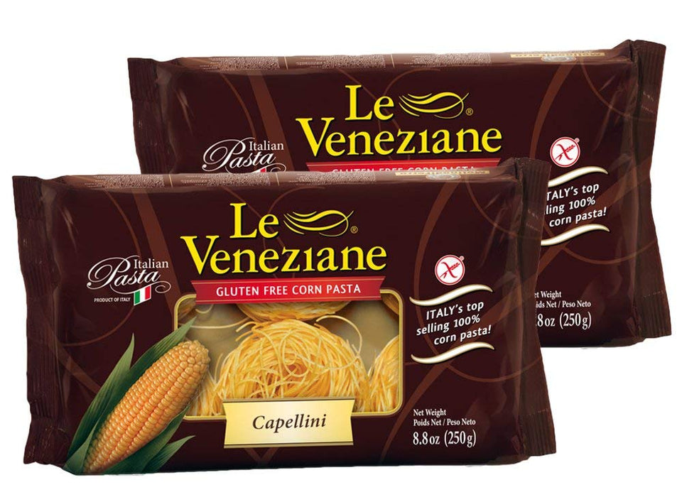 Le Veneziane gluten-free capellini pasta two-pack, ideal for light sauces and quick meals